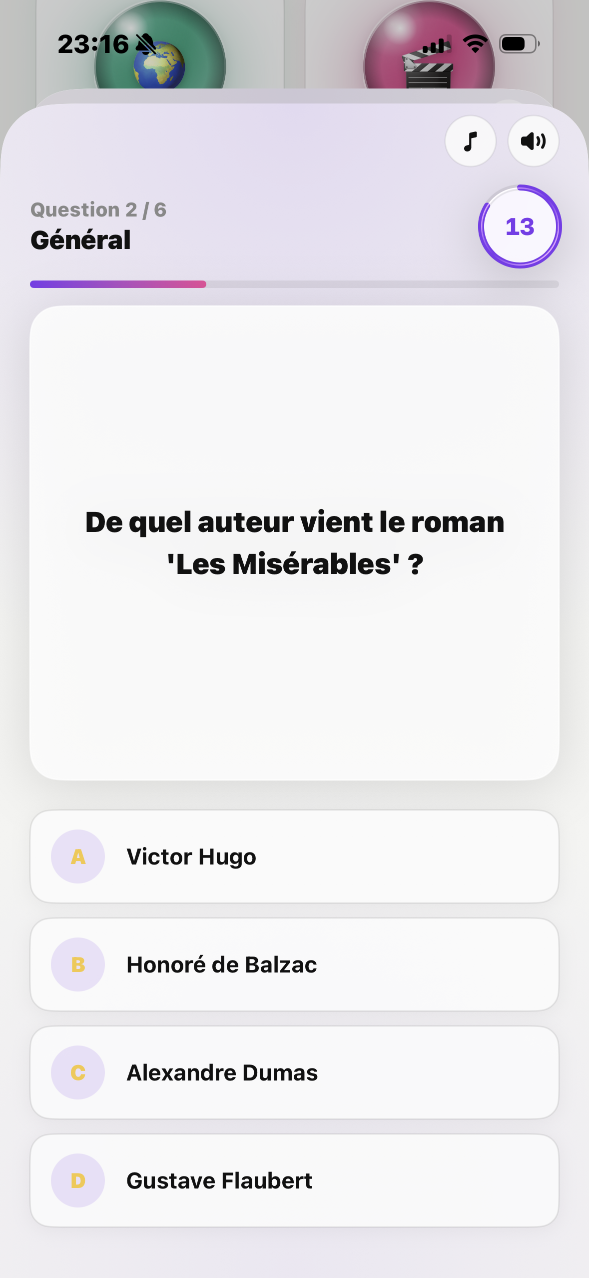 Écran de quiz Saqsi